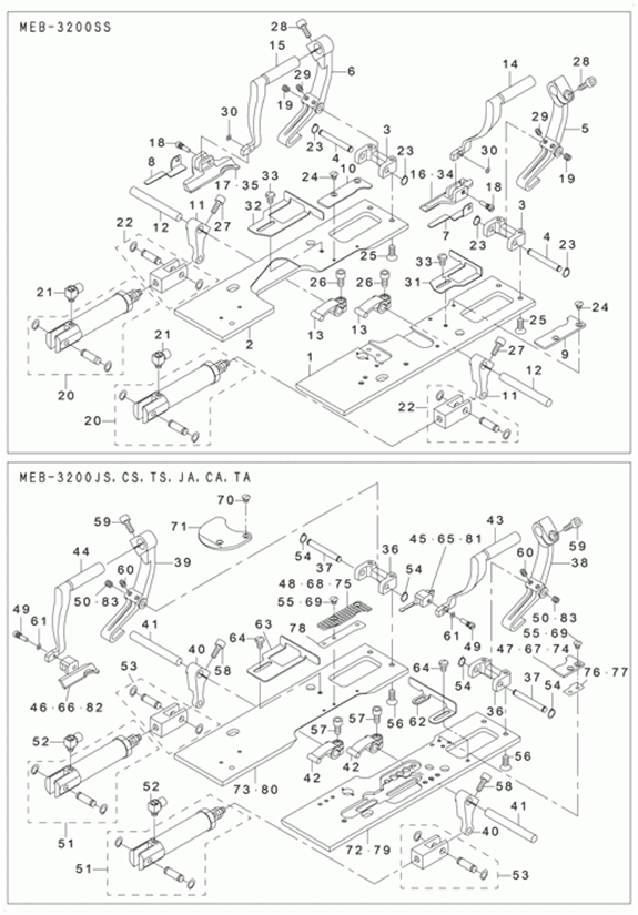 MEB-3200CS - 10. PRESSER COMPONENTS (1) (FOR MEB-3200SS, JS, CS, TS, JA, CA, TA) фото