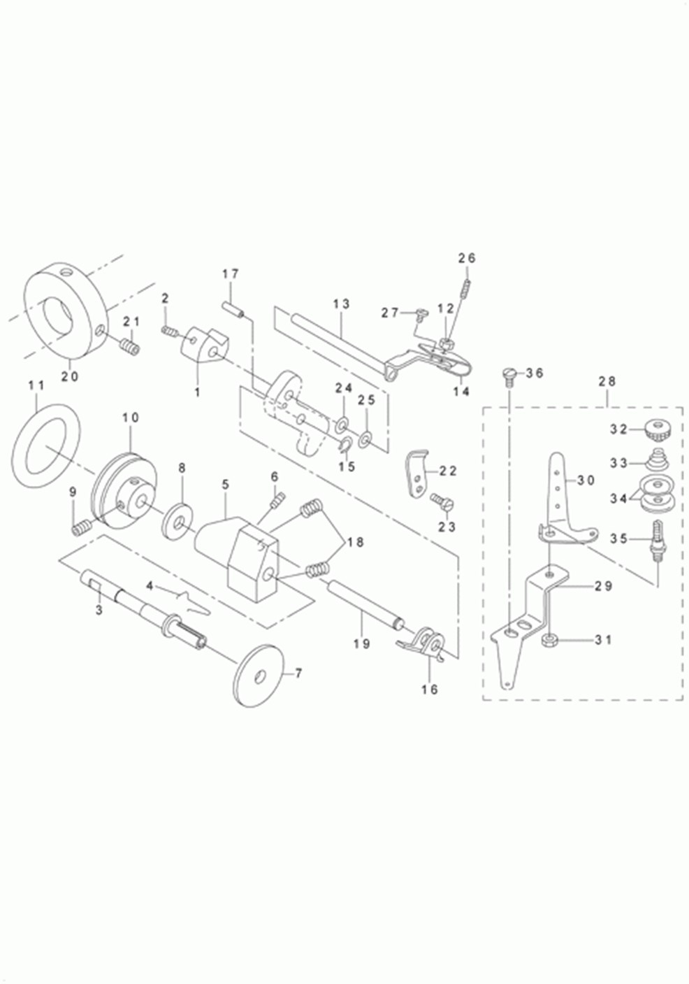 LU-2210N-7 - 13.LOWER THREAD WINDER MECHANISM COMPONENTS фото