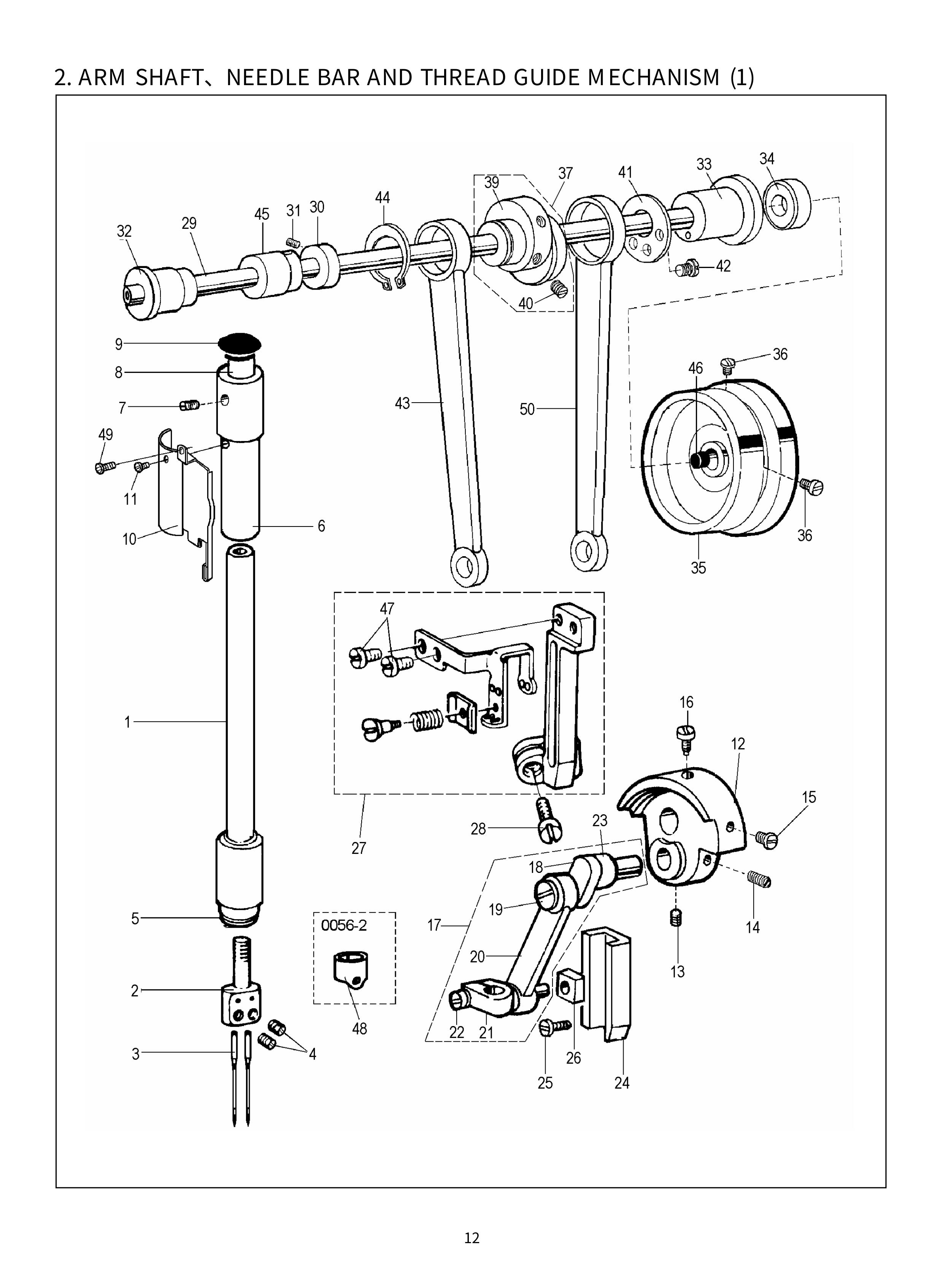 2 ARM SHAFT NEEDLE BAR AND GUIDE MECHANISM