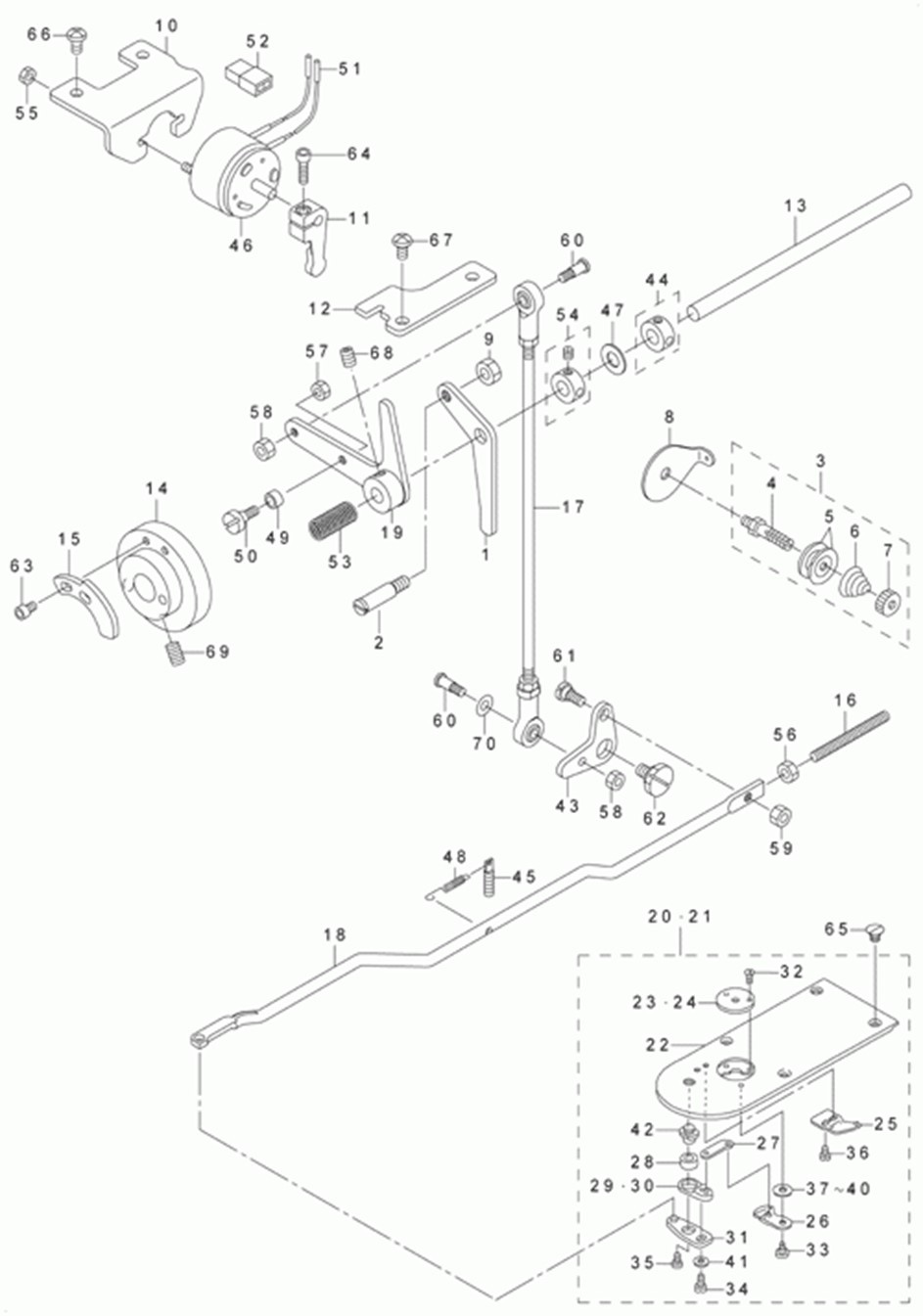 AMS-210D - 9.TENSION RELEASE & THREAD TRIMMER MECHANISM COMPONENTS фото