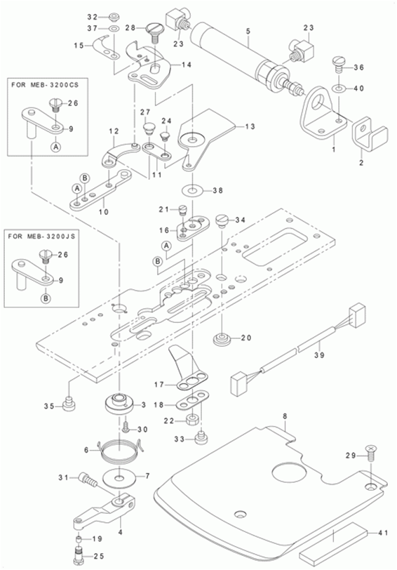 MEB-3200CS - 7. LOWER THREAD CUTTING COMPONENTS (2) (FOR MEB-3200JS, CS, JA, CA) фото