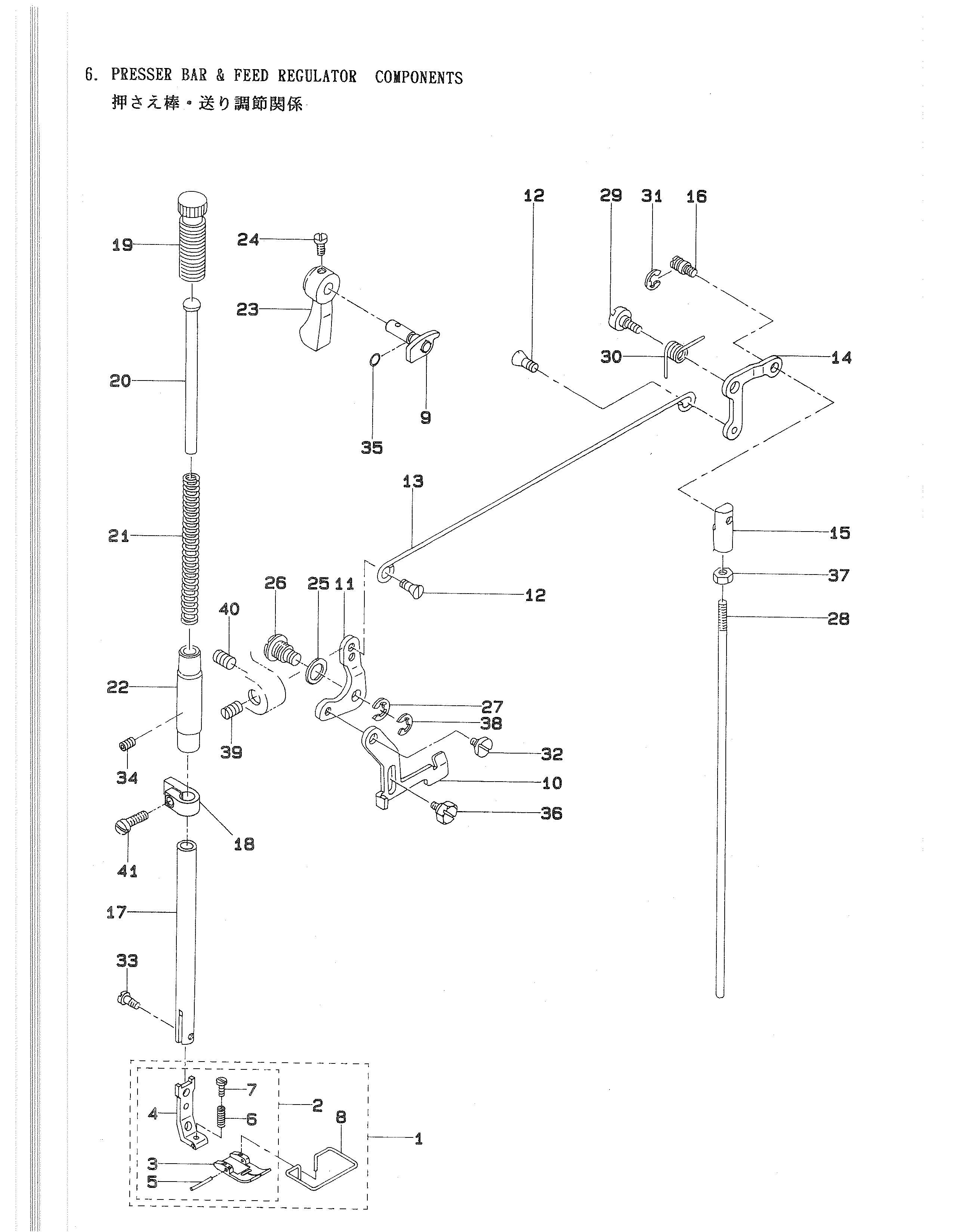 6 PRESSER BAR & FEED REGULATOR COMPONENTS фото