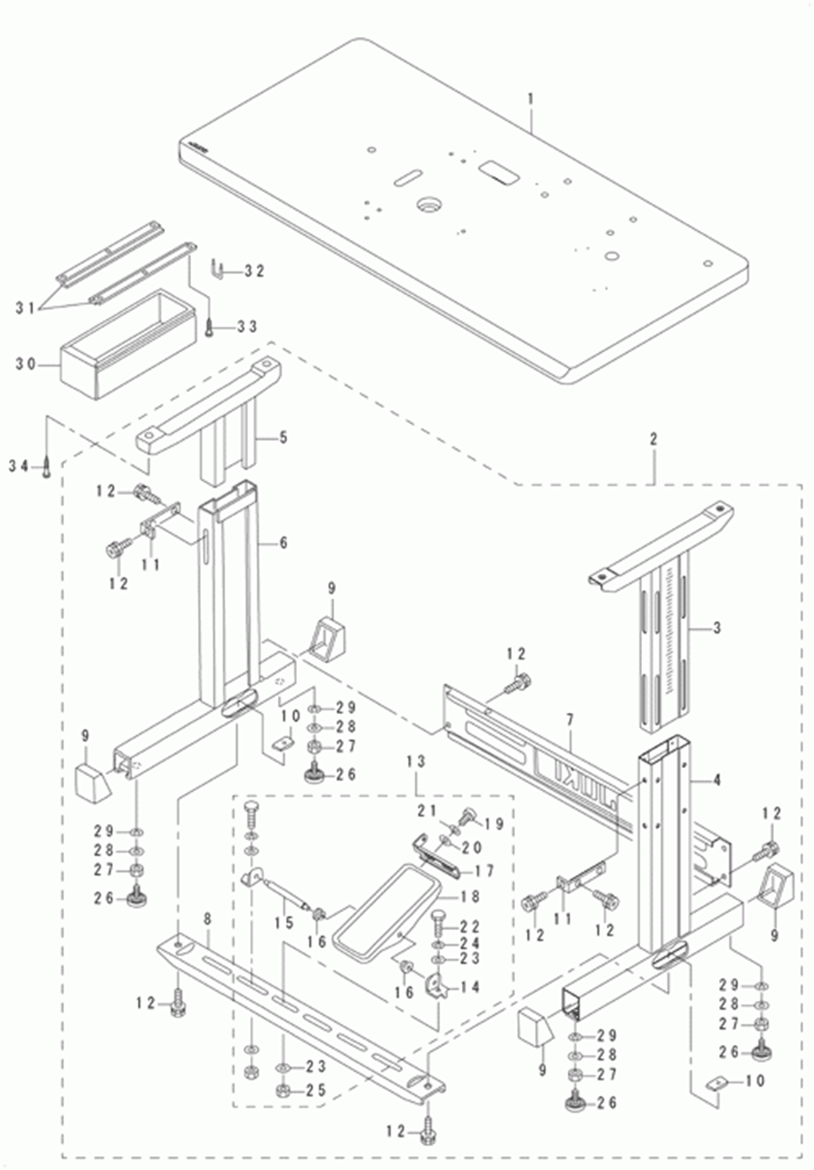 LK-1942GA - 21.TABLE COMPONENTS (EXCEPT FOR AW-2D) фото