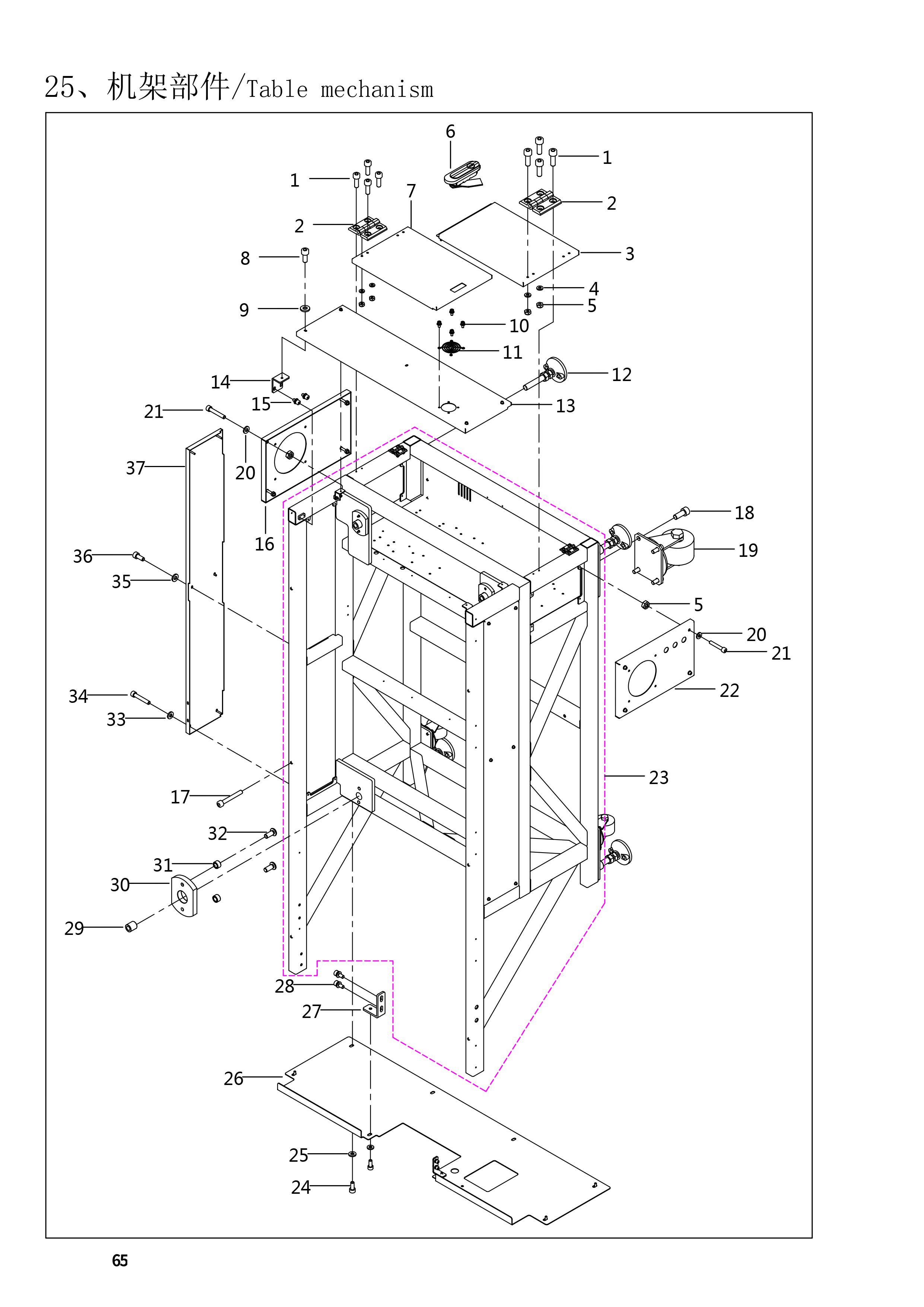 25 TABLE MECHANISM