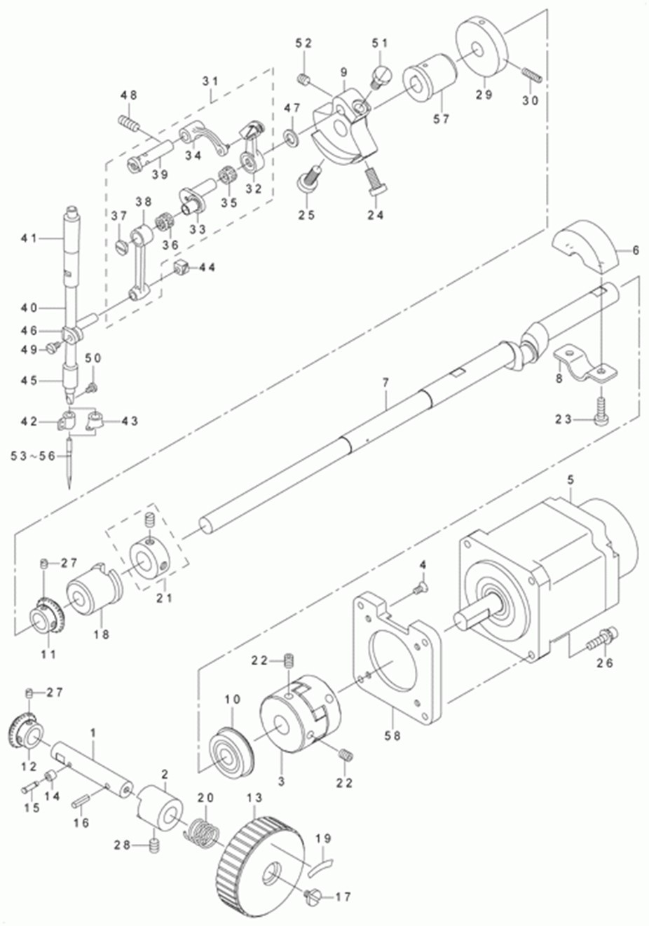 AMS-210D - 3.MAIM SHAFT & NEEDLE BAR COMPONENTS фото