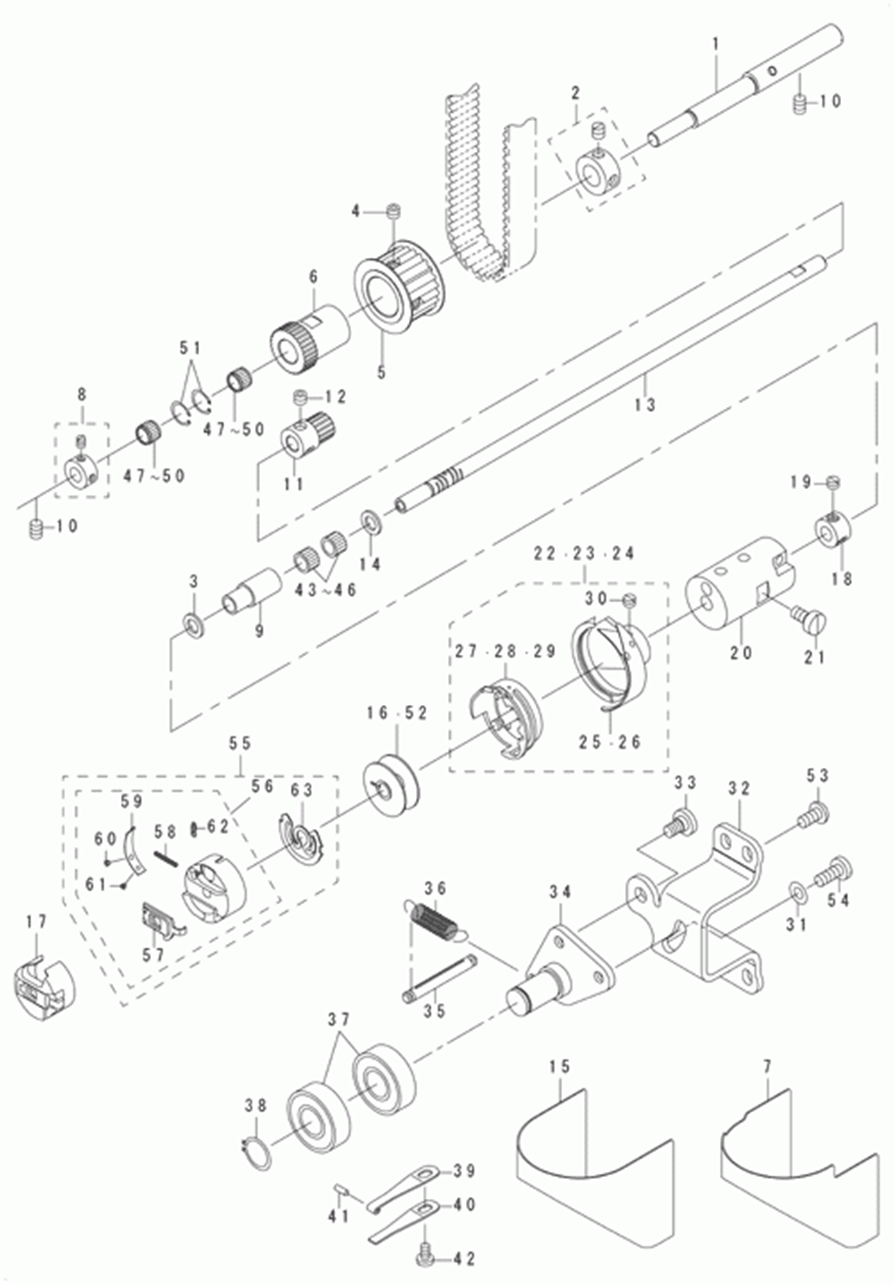 LK-1941ZA - 6.SHUTTLE DRIVER SHAFT & HOOK SHAFT COMPONENTS фото