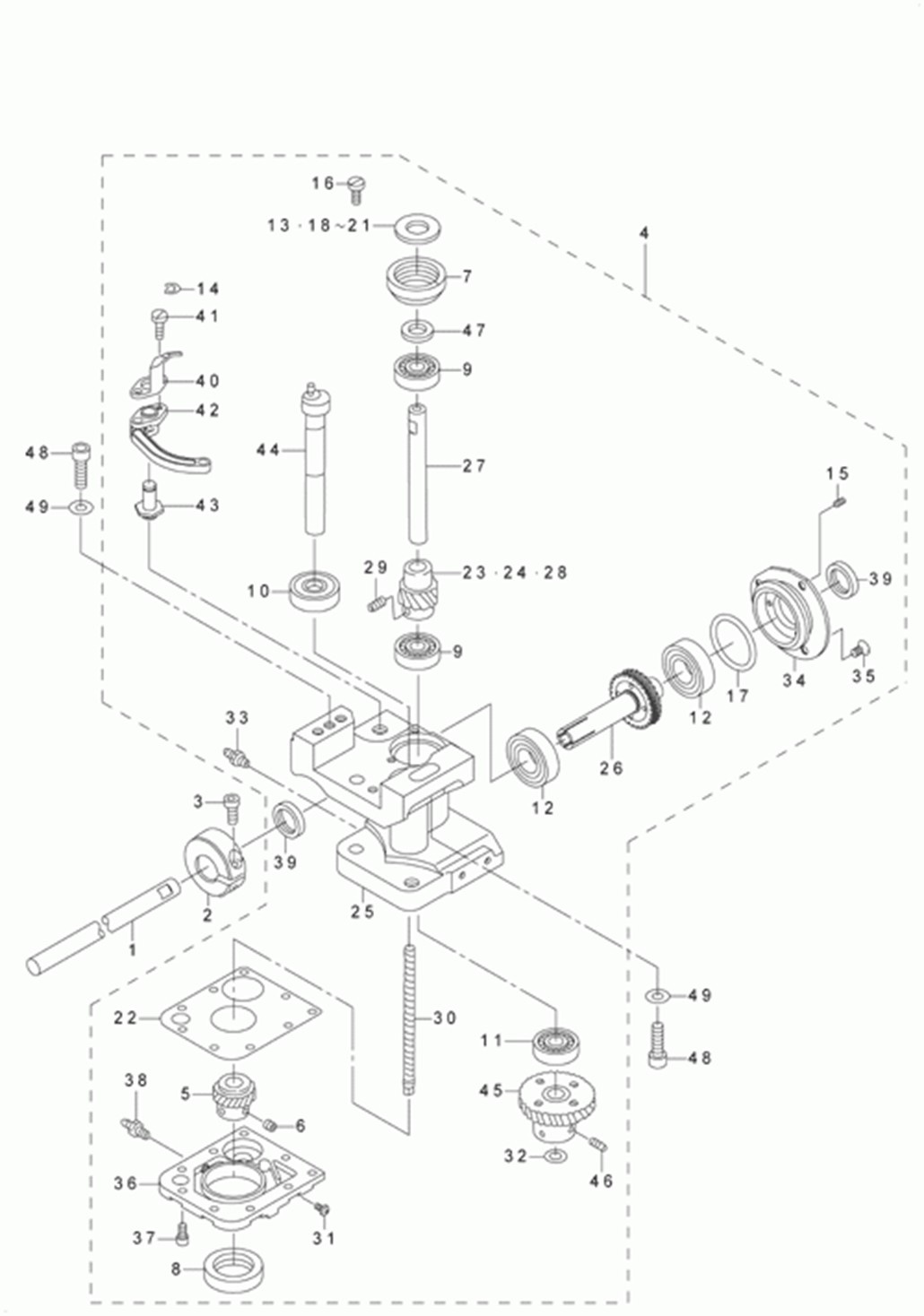 LU-2210N-7 - 10.LEFT HOOK SHAFT BASE COMPONENTS(FOR LU-2260-) фото