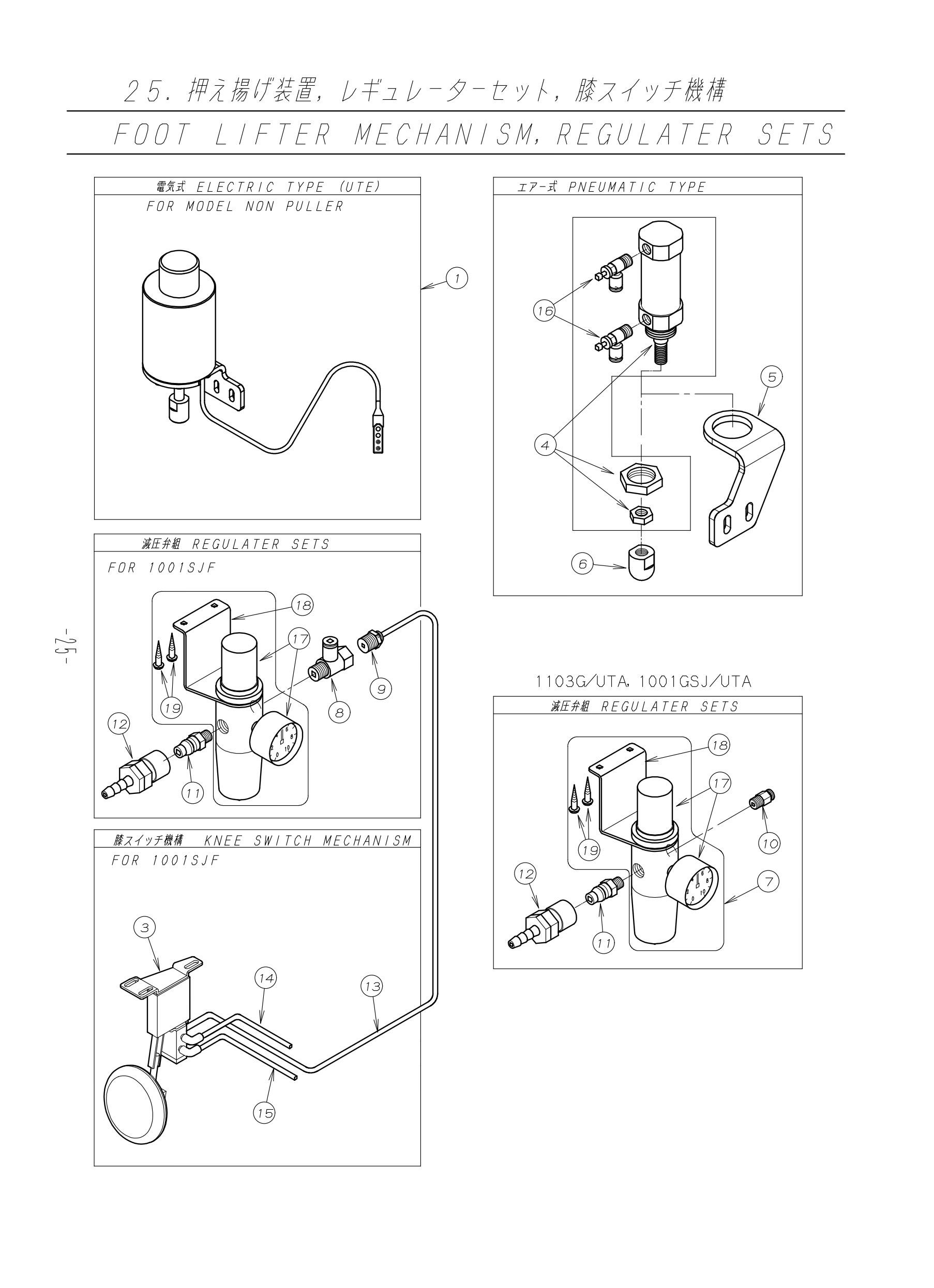 25 FOOT LIFTER MECHANISM, REGULATER SETS