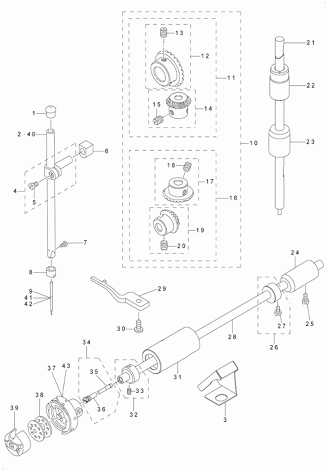 DLM-5400N-7 - 3. NEEDLE BAR, UPRIGHT SHAFT & HOOK DRIVING SHAFT COMPONENTS фото