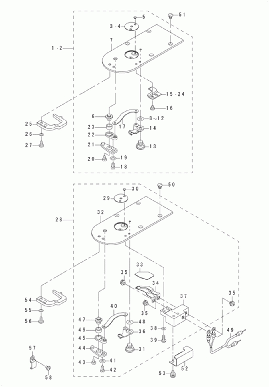 LK-1942GA - 10.TENSION RELEASE & THREAD TRIMMER MECHANISM COMPONENTS(2) фото