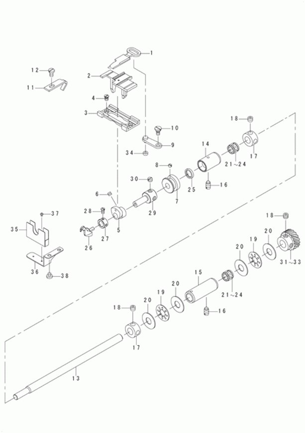 MB-1800ABR10 (с устройством для подачи пуговиц) - 3. LOOPER SHAFT MECHANISM COMPONENTS фото