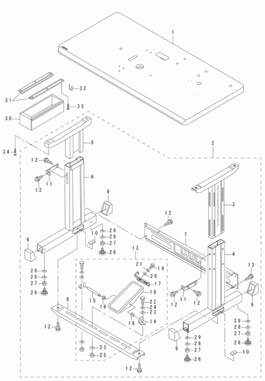 LK-1942HA - 21.TABLE COMPONENTS (EXCEPT FOR AW-2D) фото