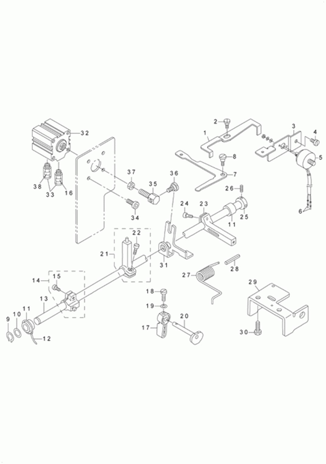 LU-2260N-7 - 15.PRESSER LIFTER,AUTOMATIC PRESSER LIFTER & TENSION RELEASE MECHANISM COMPONENTS фото