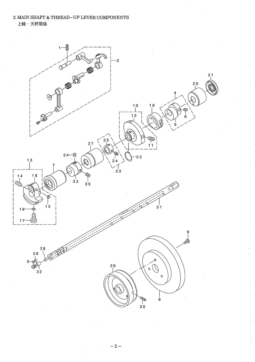 2 MAIN SHAFT & THREAD-UP LEVER COMPONENTS фото