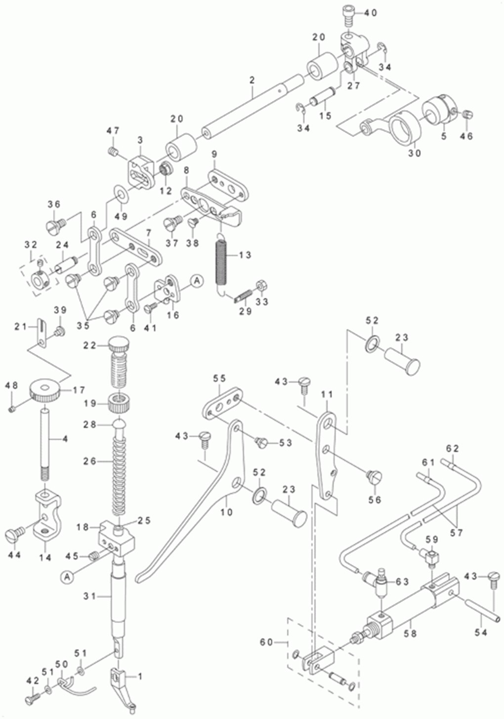 AMS-215D - 4.PRESSER MECHANISM COMPONENTS фото