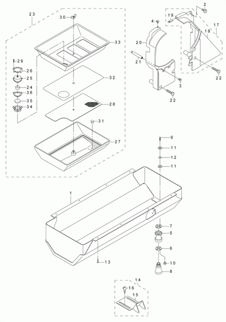 LU-1510 - 16.BELT COVER & OIL RESERVOIR COMPONENTS фото