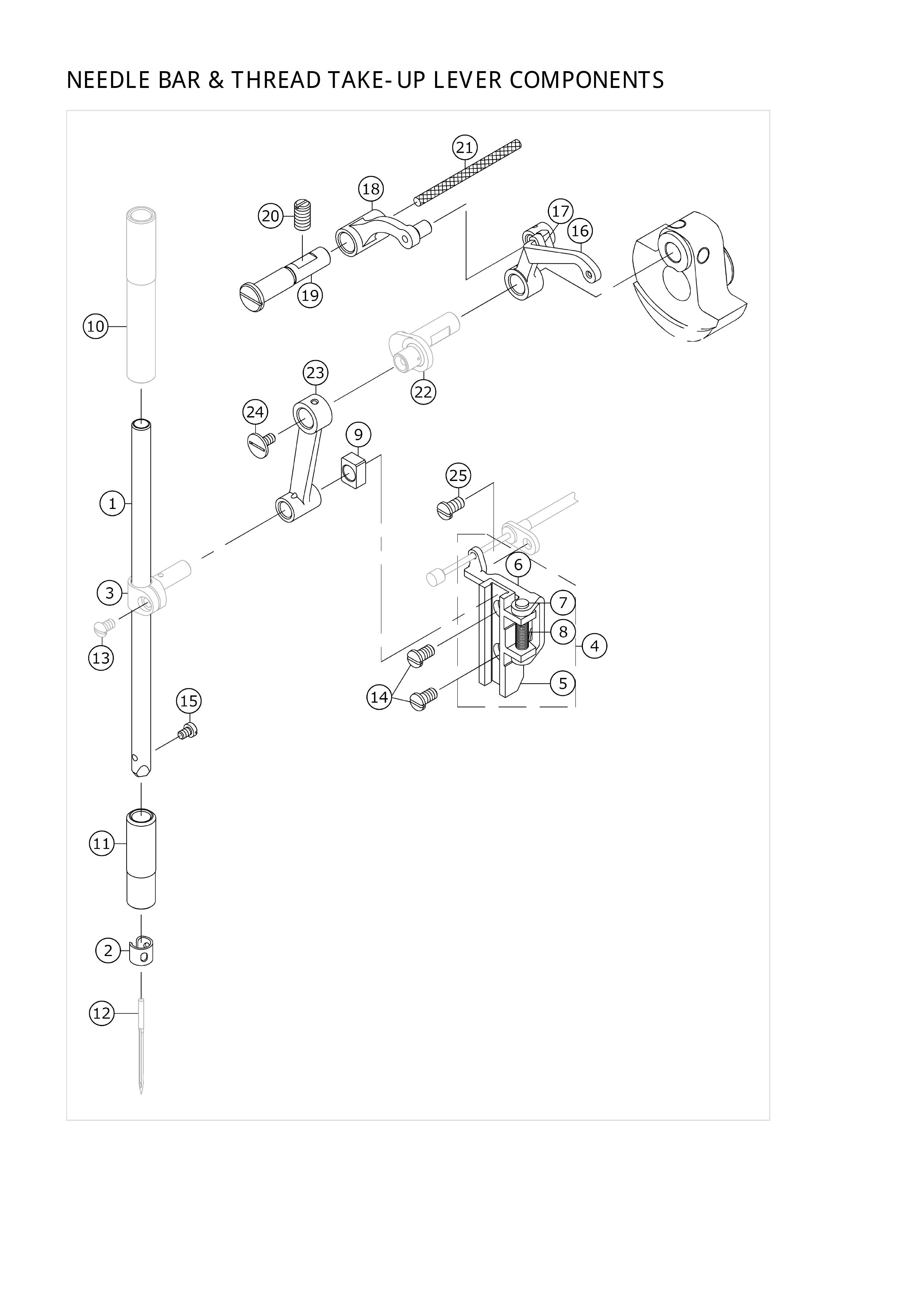 3. NEEDLE BAR & THREAD TAKE-UP LEVER COMPONENTS фото