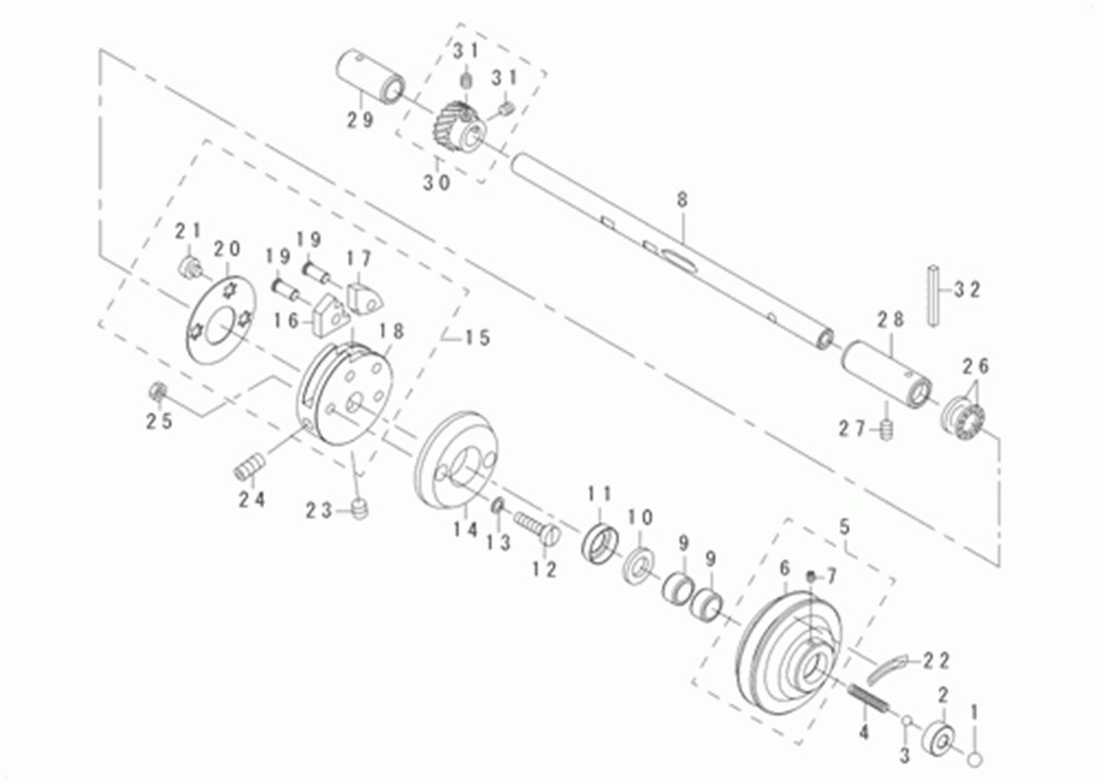 MB-1373 - 7. NEEDLE DRIVING PULLEY SHAFT COMPONENTS