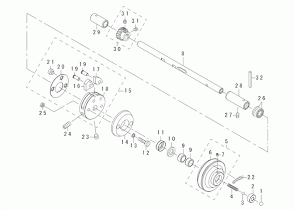 MB-1373 - 7. NEEDLE DRIVING PULLEY SHAFT COMPONENTS фото