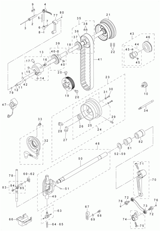 LH-3528ASF - 2.MAIN SHAFT, THREAD TAKE-UP & NEEDLE BAR COMPONENTS фото