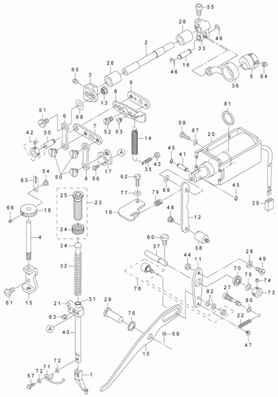 AMS-210D - 5.PRESSER MECHANISM COMPONENTS фото