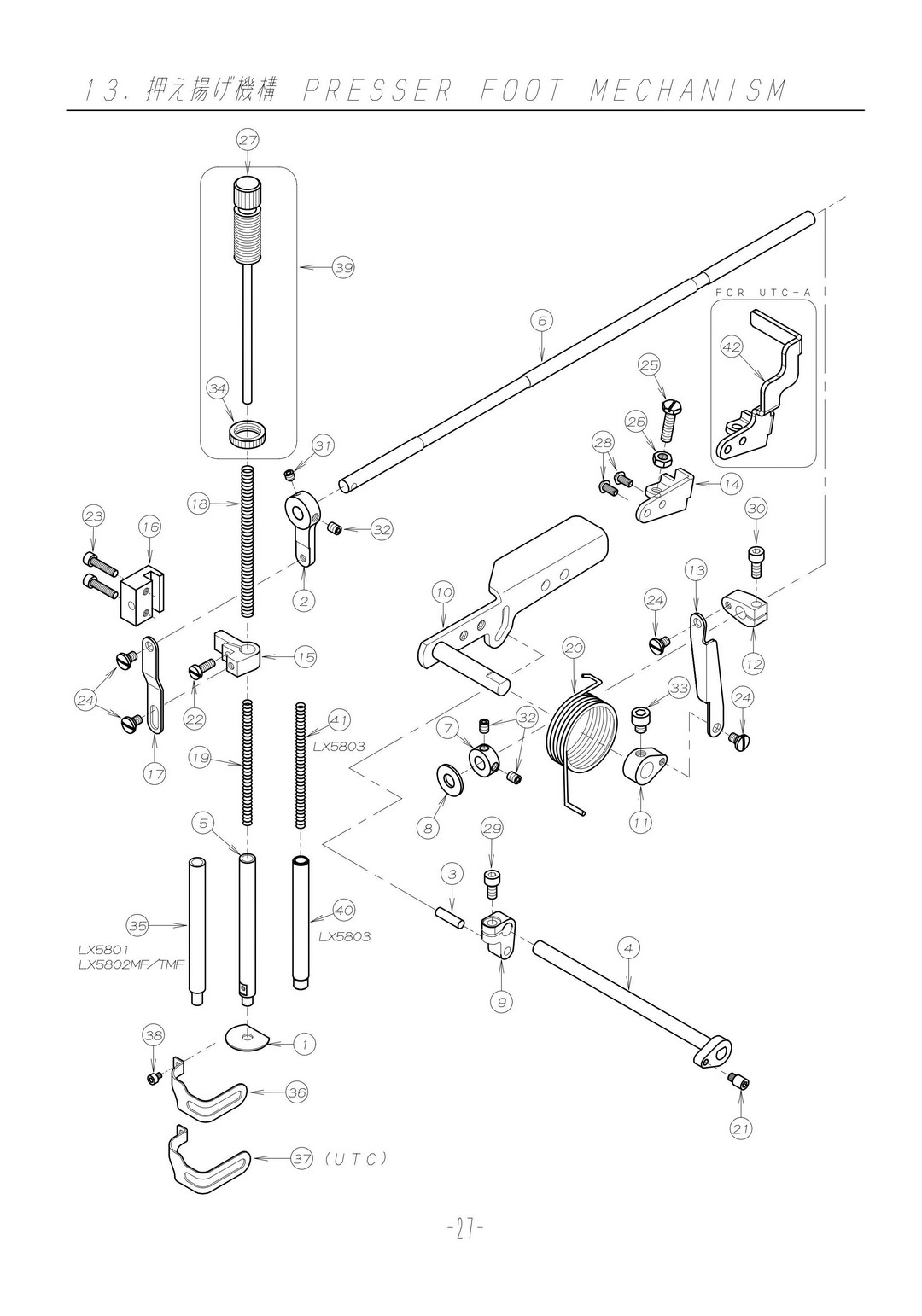 13 PRESSER FOOT MECHANISM