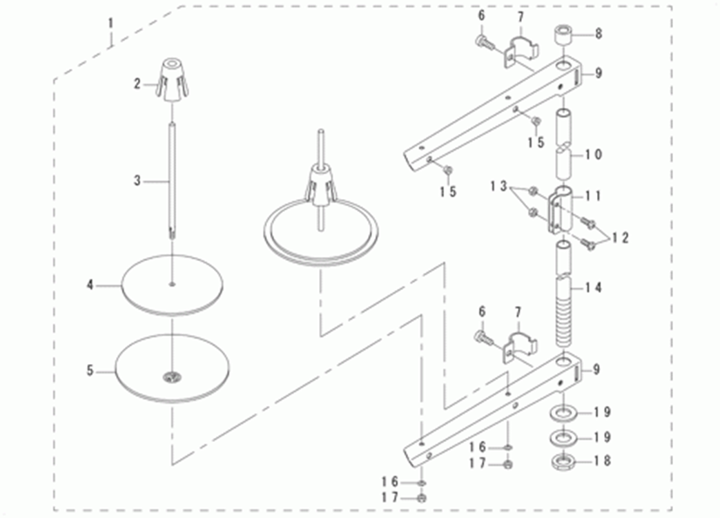 LK-1942GA - 14.THREAD STAND COMPONENTS (EXCEPT FOR AW-2D) фото