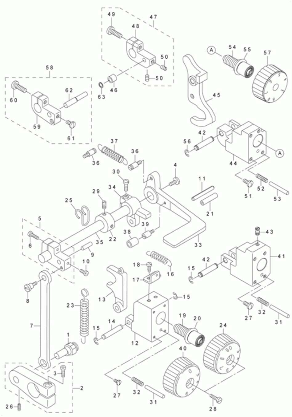 LU-2210N-7 - 5.FEED ADJUSTMENT & REVERSE FEED MECHANISM COMPONENTS фото