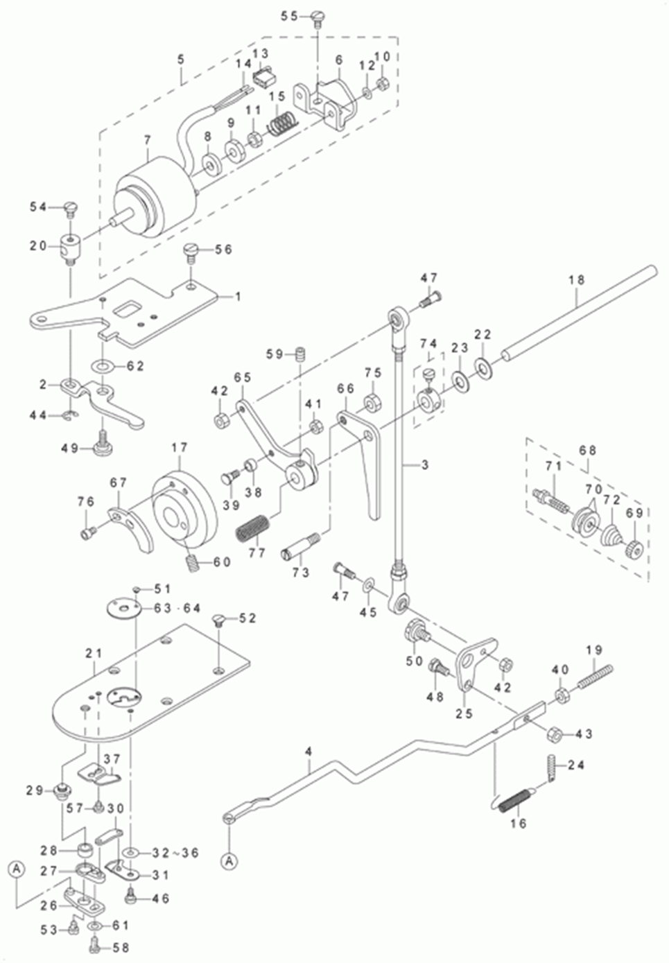 LK-1910 - 8.TENSION RELEASE & THREAD TRIMMER MECHANISM COMPONENTS фото