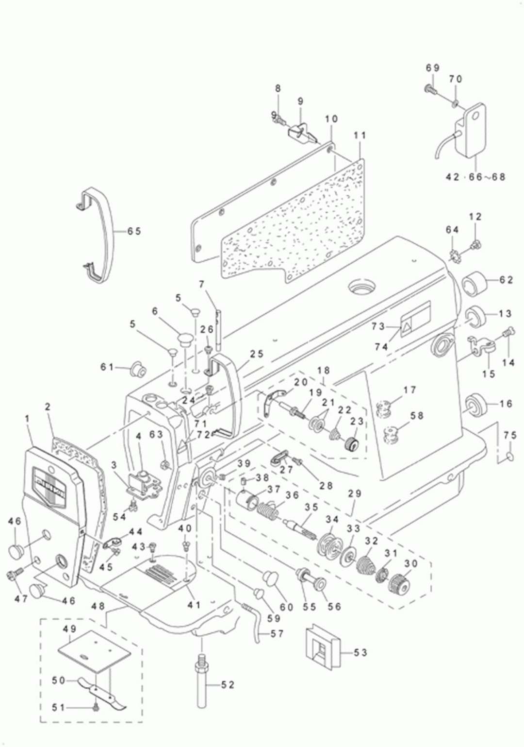 DLN-5410NJ-7 - 1. MACHINE FRAME & MISCELLANEOUS COVER COMPONENTS фото