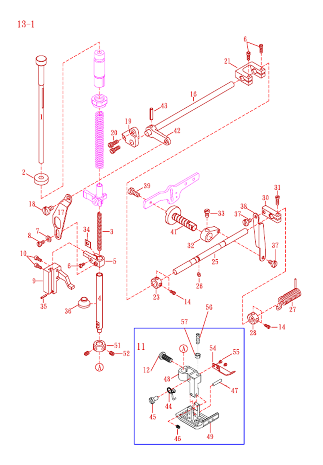 VG-999ES 13-1 - PRESSER FOOT MECHANISM