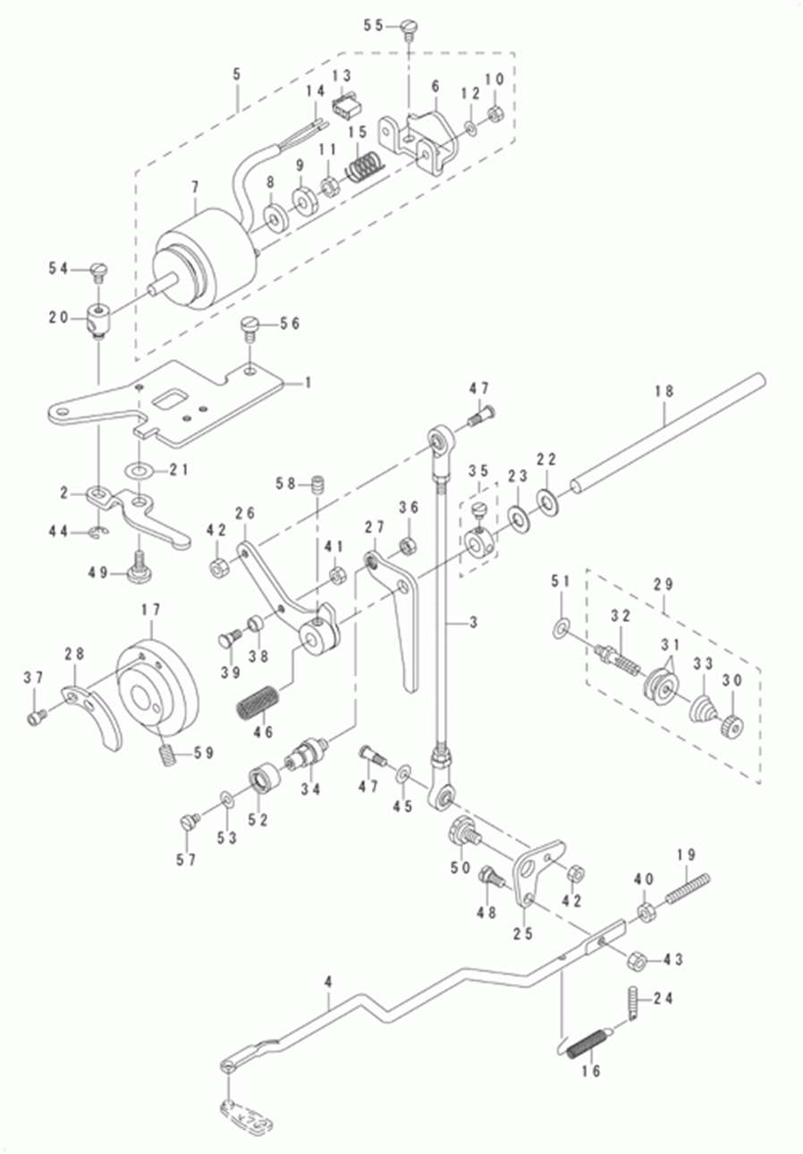 LK-1942GA - 9.TENSION RELEASE & THREAD TRIMMER MECHANISM COMPONENTS(1) фото