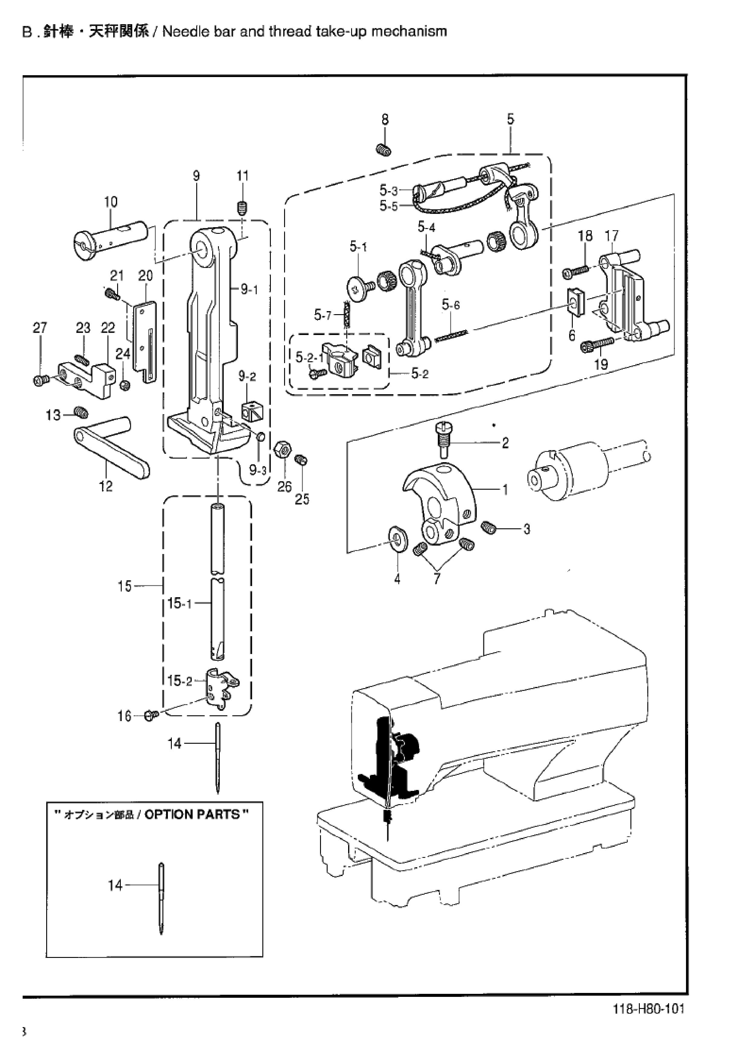 2 Nedle bar and thread take-up mechanism