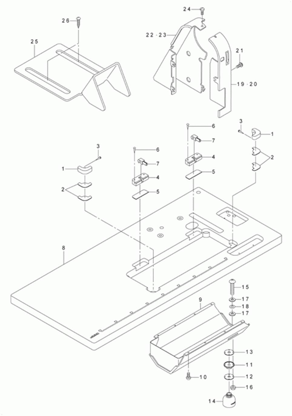 LU-2210N-7 - 20.TABLE & BELT COVER COMPONENTS фото