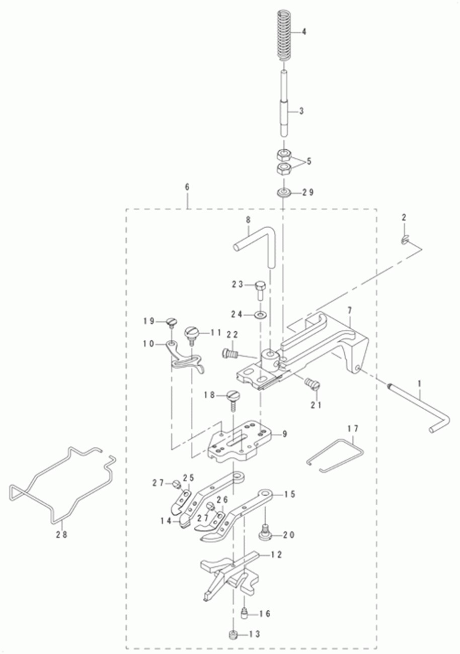 MB-1800ABR10 (с устройством для подачи пуговиц) - 2. BOTTON CLAMP MECHANISM COMPONENTS фото