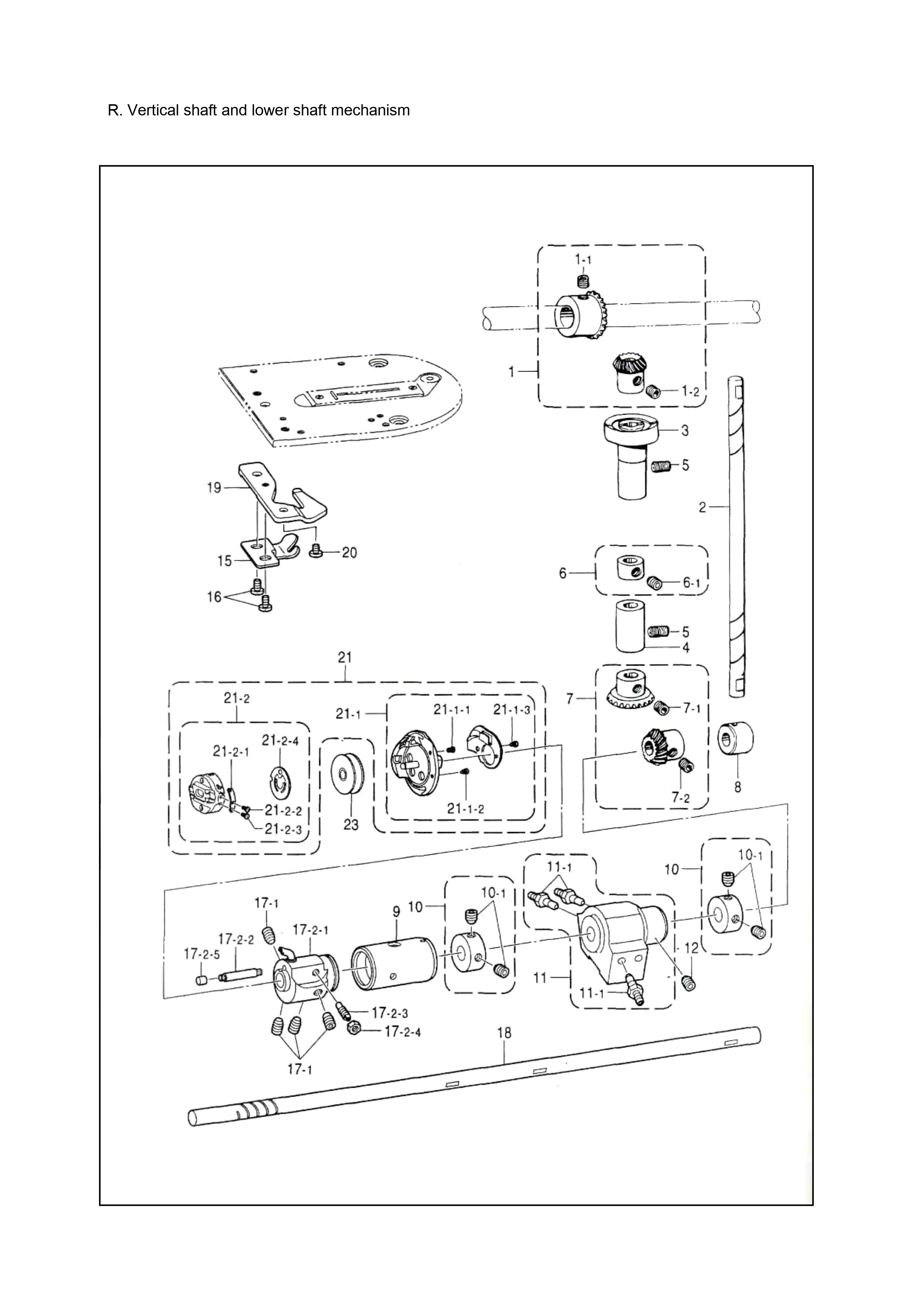 18 VERTICAL SHAFT  AND LOWER SHAFT MECHANISM