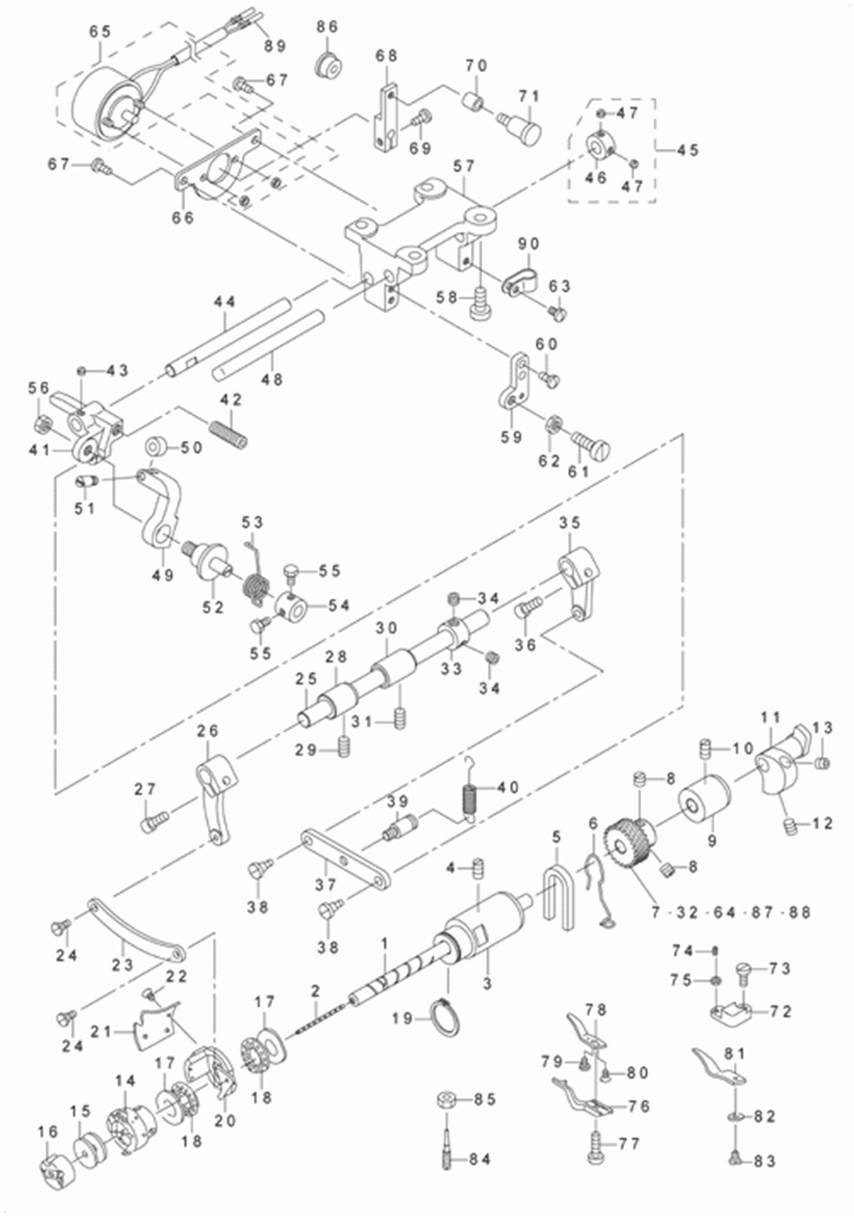 DNU-1541-7 - 6.HOOK SHAFT & THREAD TRIMMER COMPONENTS фото