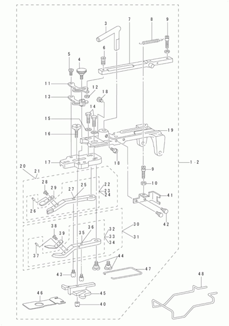 MB-1800ABR10 (с устройством для подачи пуговиц) - 12. BUTTON CLAMP MECHANISM COMPONENTS (FOR MB-1800A) фото