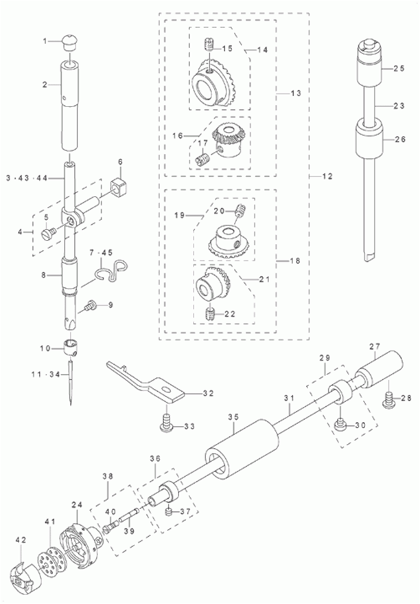 DDL-8700 - 3. NEEDLE BAR, UPRIGHT SHAFT & HOOK DRIVING SHAFT COMPONENTS фото