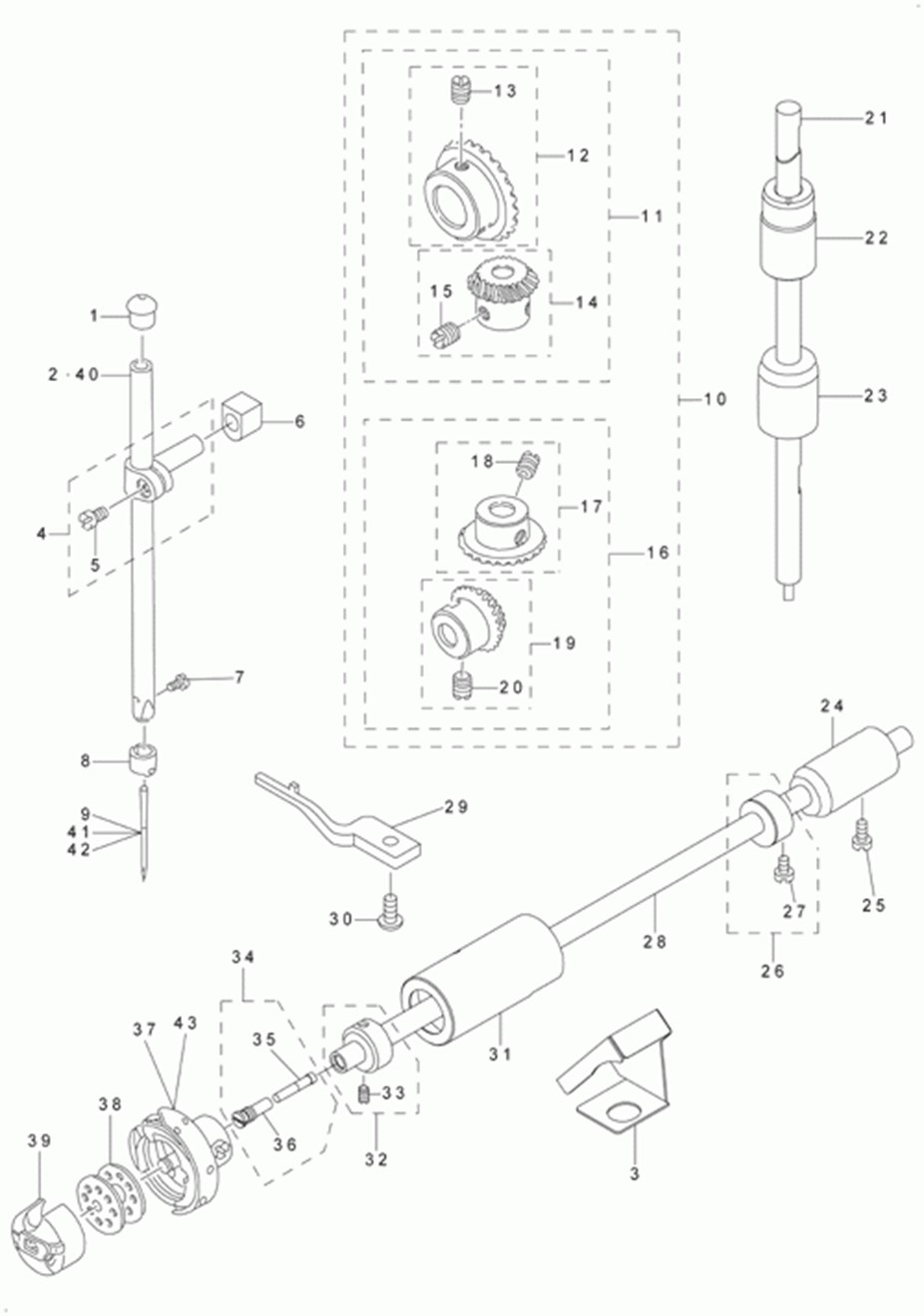 DLN-5410NJ-7 - 3. NEEDLE BAR, UPRIGHT SHAFT & HOOK DRIVING SHAFT COMPONENTS фото