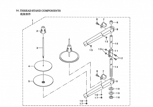 14 THREAD STAND COMPONENTS