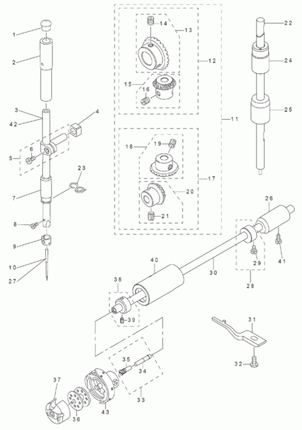 DLM-5200N - 3. NEEDLE BAR, UPRIGHT SHAFT & HOOK DRIVING SHAFT COMPONENTS фото