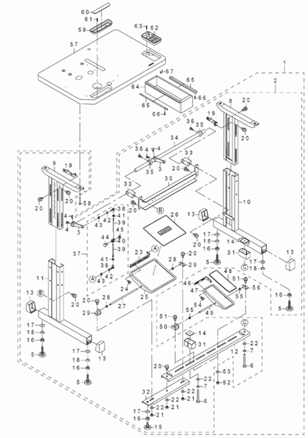 DLN-6390 - 15.TABLE & STAND COMPONENTS (FOR JT-D729) фото