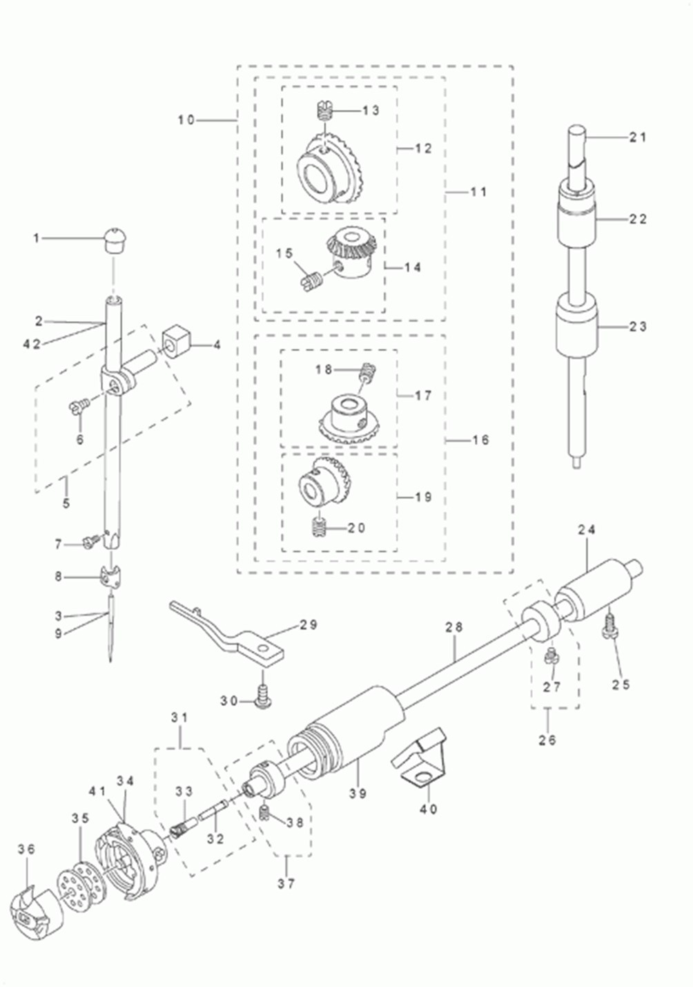 DMN-5420N-7 - 3.NEEDLE BAR, UPRIGHT SHAFT & HOOK DRIVING SHAFT COMPONENTS фото