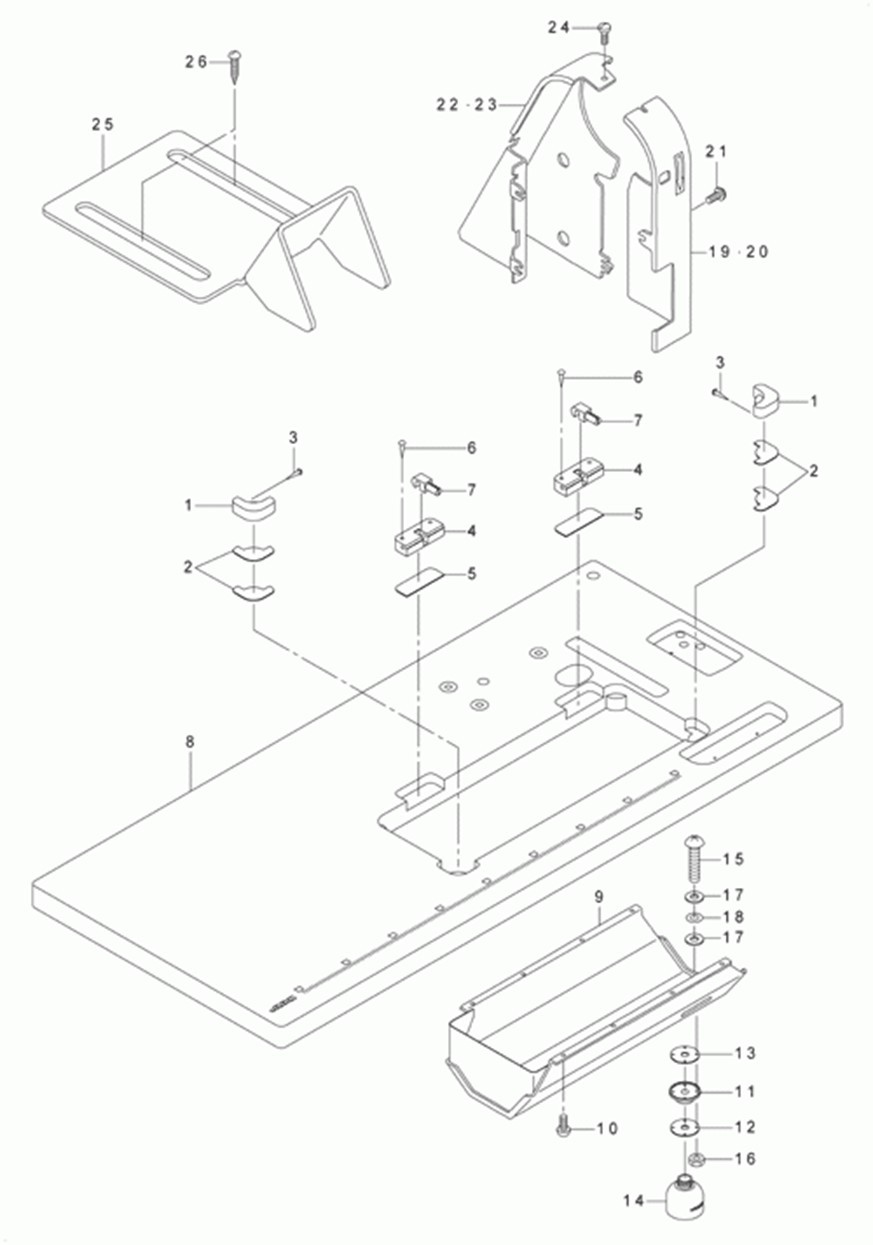 LU-2260N-7 - 20.TABLE & BELT COVER COMPONENTS фото