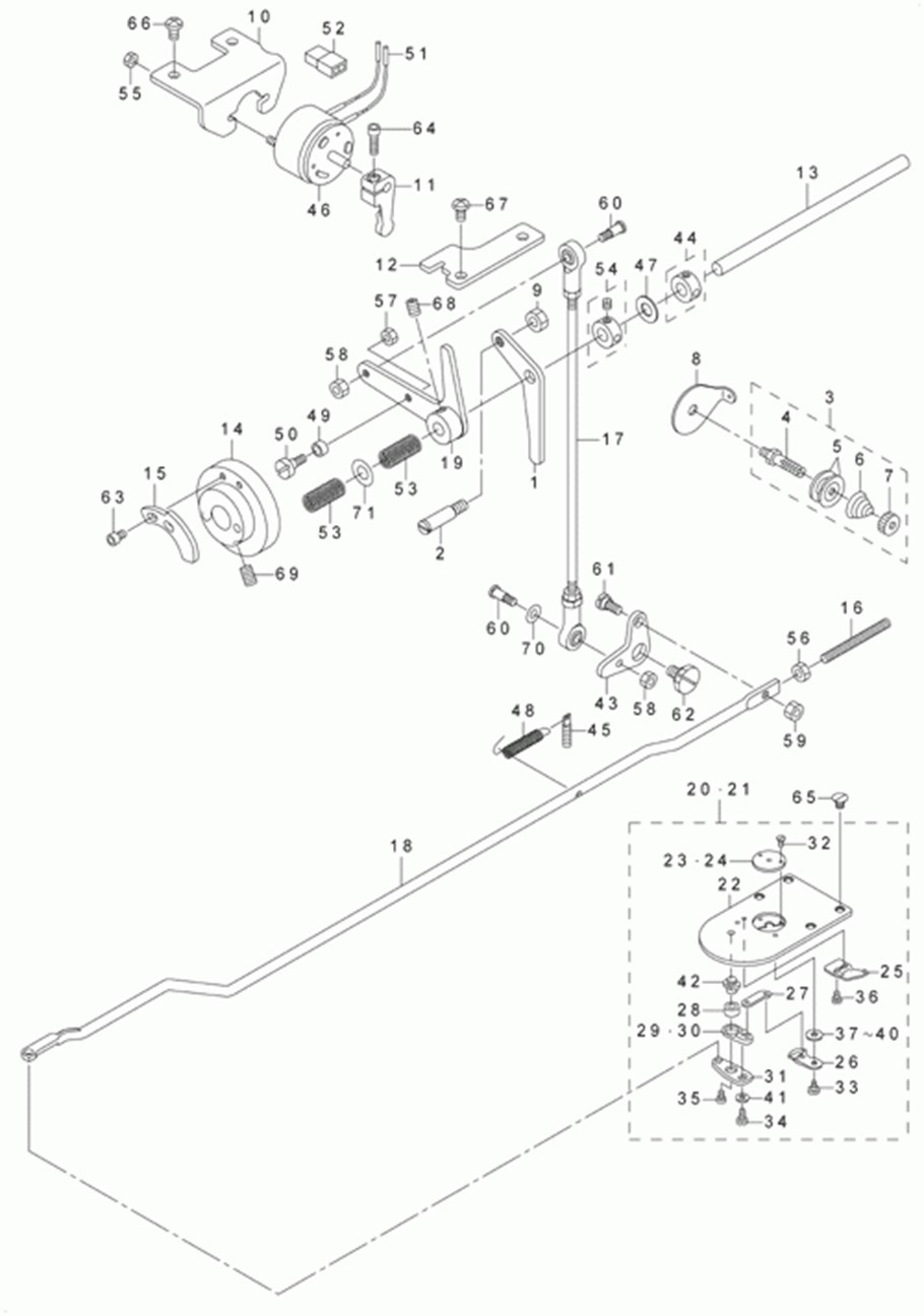 AMS-215D - 8.TENSION RELEASE & THREAD TRIMMER MECHANISM COMPONENTS фото