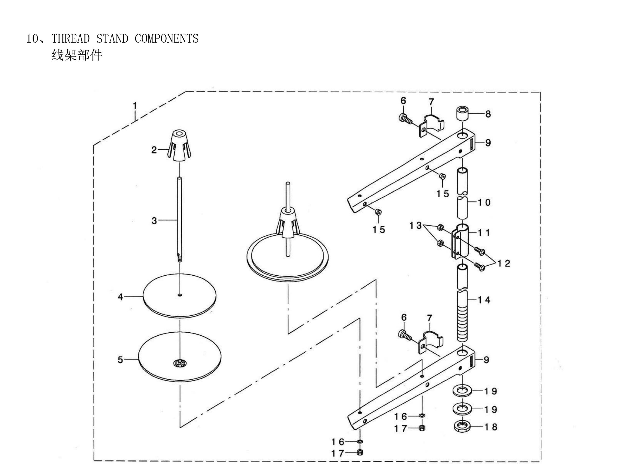 10 THREAD STAND COMPONENTS