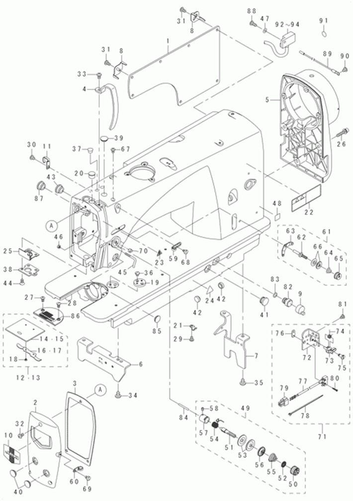 DLN-9010SS - 1. MACHINE FRAME & MISCELLANEOUS COVER COMPONENTS фото