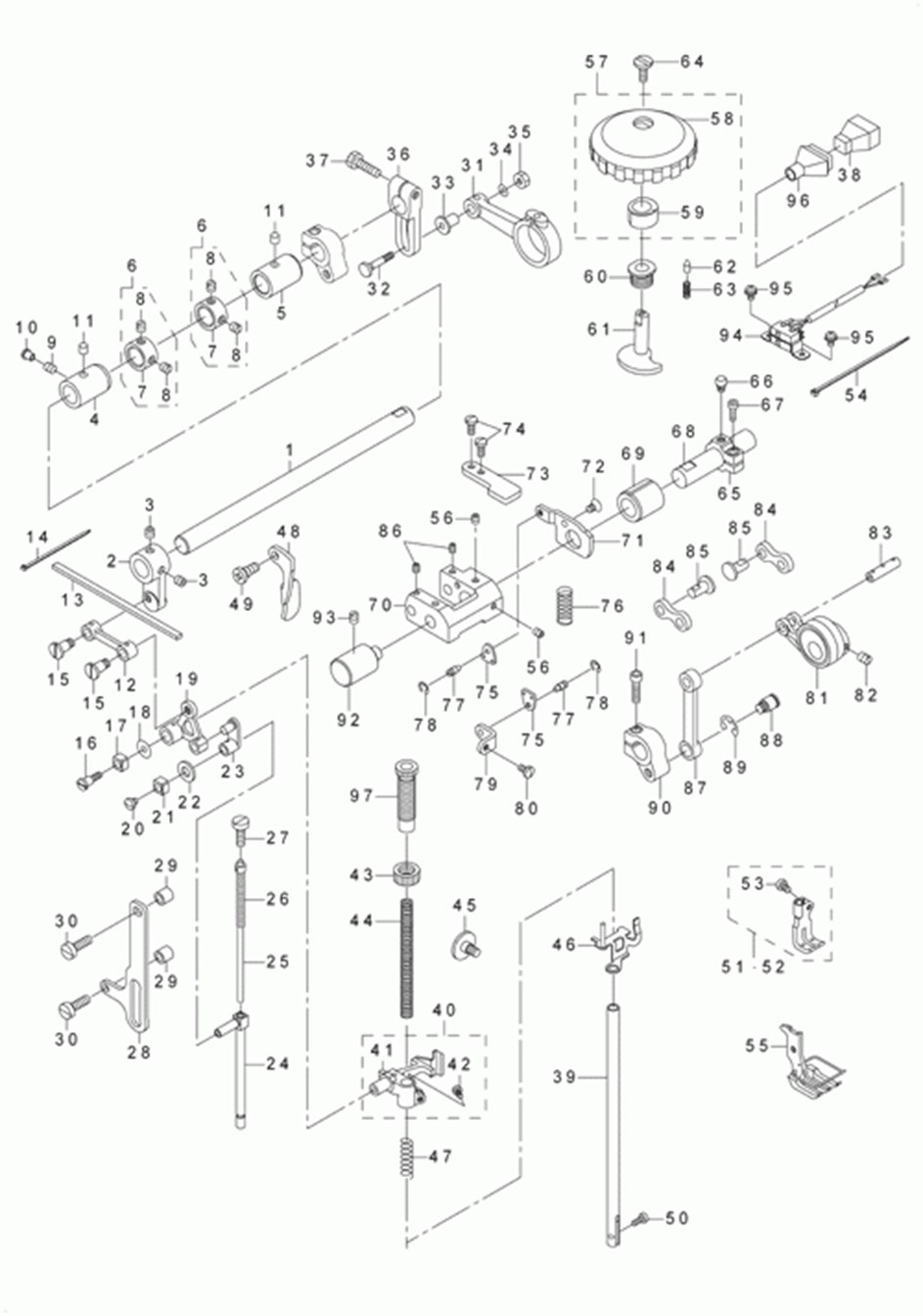 LU-1560 - 5.PRESSURE ADJUSTING & UPPER FEED MECHANISM COMPONENTS фото