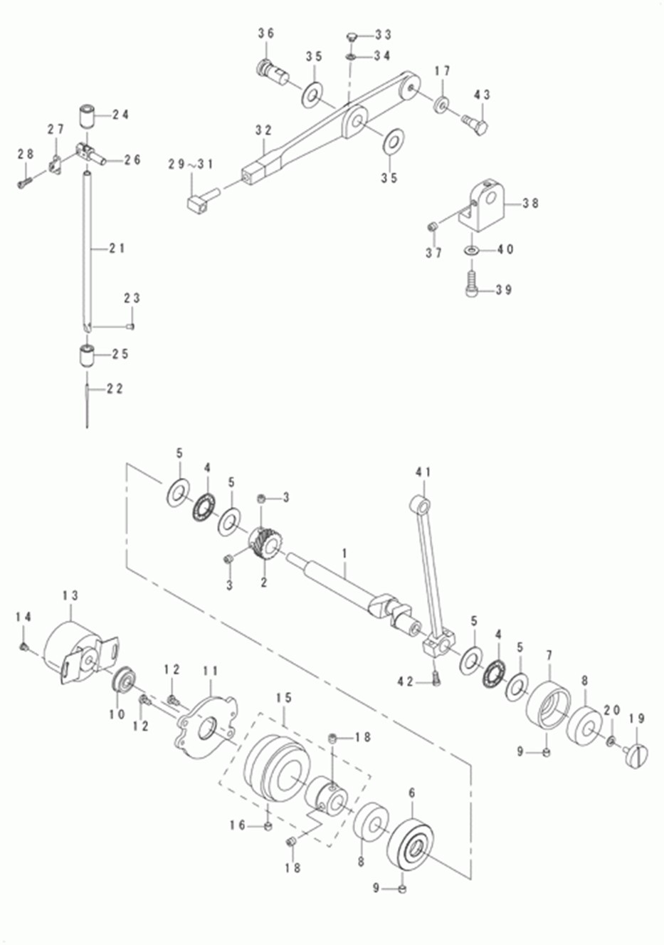 MB-1800ABR10 (с устройством для подачи пуговиц) - 7. NEEDLE BAR NEEDLE DRIVING PULLEY SHAFT COMPONENTS фото